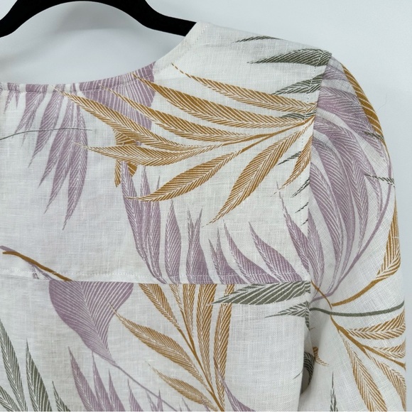 Tahari Button Down Women's Tunic Shirt 100% Linen Top Tropical Palm Floral 1X - Picture 7 of 10